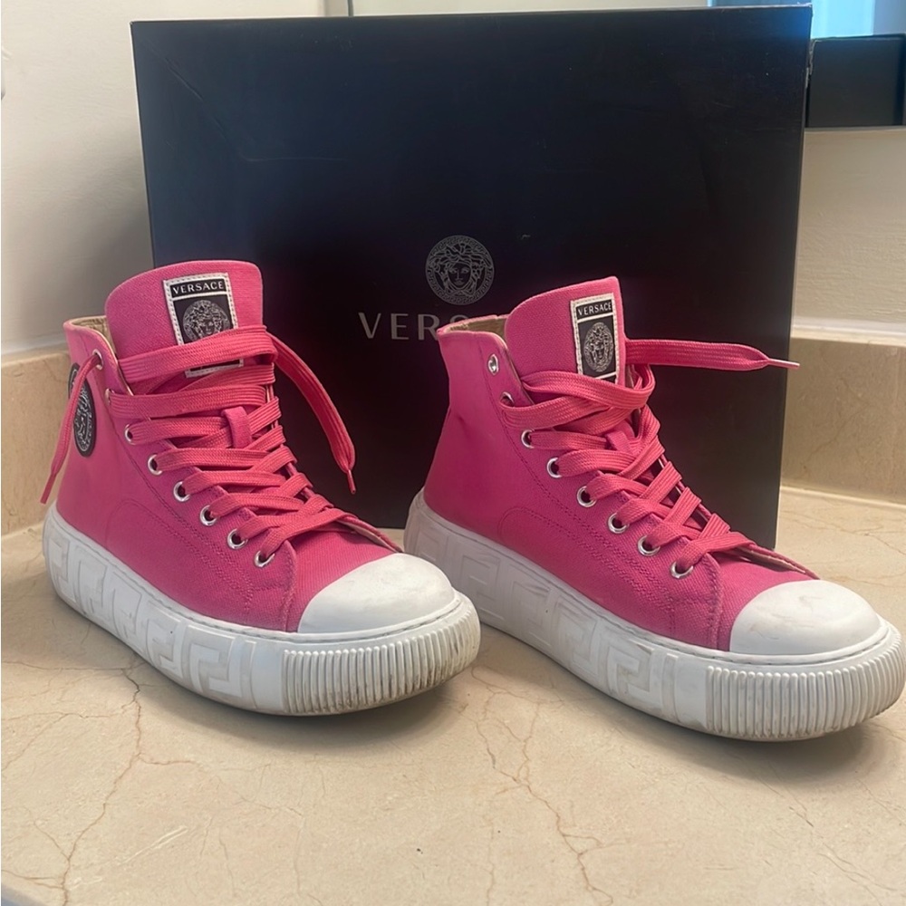 Versace Fuchsia High-Top Sneakers